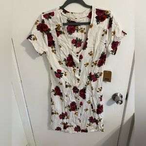 Vans White Floral Button-Front Dress Size large NWT